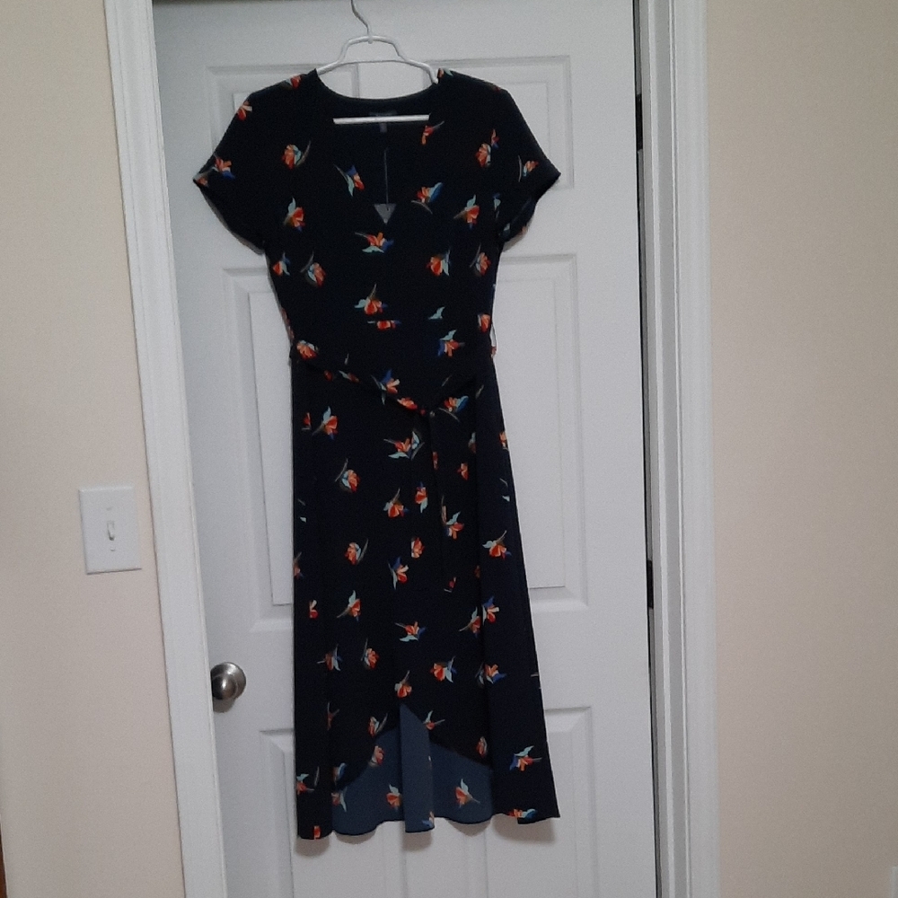 NWT Madison Medium Navy Blue Shortsleeve High Low Dress
